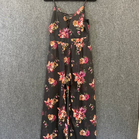 Ambiance Black Floral Maxi Romper Women’s L Whimsigoth Witchy Boho Festival - Picture 1 of 11